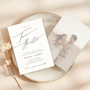 Modern Minimal Faded Photo Wedding Invitation