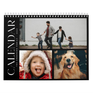 Modern Minimal Family 3 Photo Collage Calendar