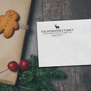 Modern Minimal Family Christmas Return Address Rubber Stamp