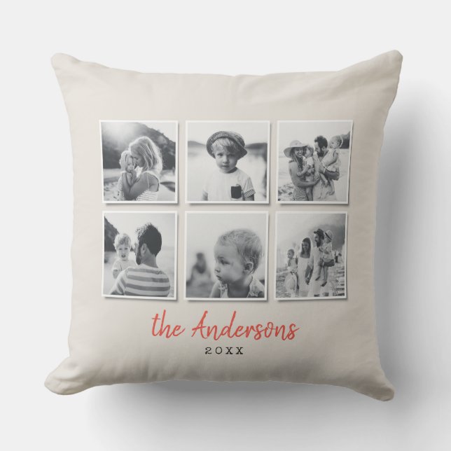 Modern minimal family multi photo home decor cushion (Front)