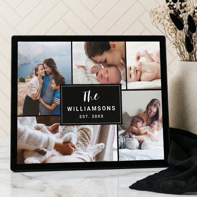 Modern Minimal Family Photo Collage Keepsake Plaqu Plaque (Modern Minimal Family Photo Collage Keepsake Plaqu Plaque)