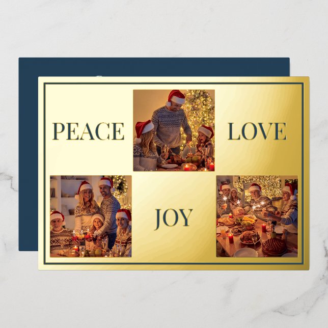 Modern Minimal Family Photo Peace Love & Joy Real (Front/Back)