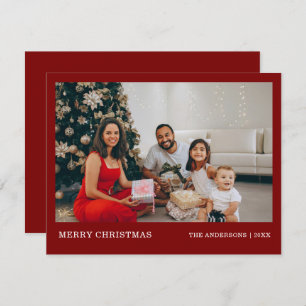 Modern Minimal Family Portrait Merry Christmas Holiday Card