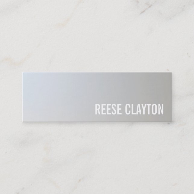 Modern Minimal Faux Grey Silver Professional Mini Business Card (Front)