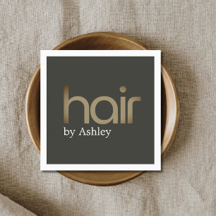 Modern Minimal Faux Metal Oil Black Bold HairSalon Square Business Card