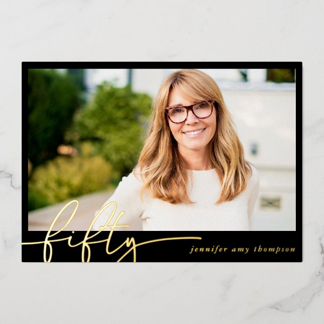 Modern Minimal Fifty 50th Photo Birthday Party (Front)