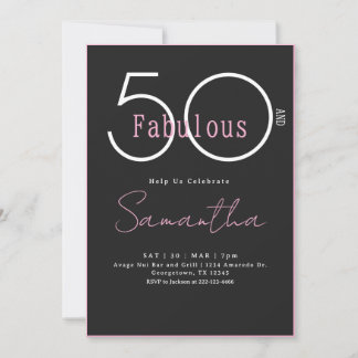 Modern Minimal Fifty and Fabulous 50th Birthday Invitation