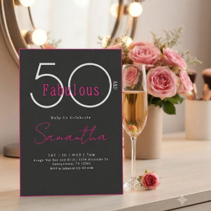 Modern Minimal Fifty and Fabulous 50th Birthday Invitation