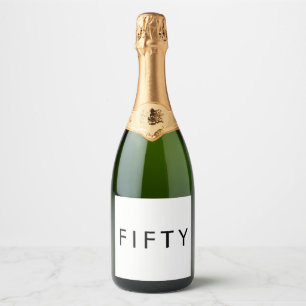 Modern Minimal Fifty Bold 50th Birthday Party Sparkling Wine Label