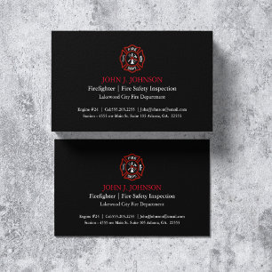 Modern Minimal Firefighter   Fire Inspector Business Card