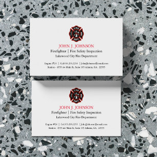 Modern Minimal Firefighter   Fire Inspector White Business Card