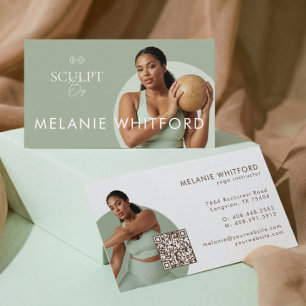 Modern Minimal Fitness Personal Trainer Photo QR Business Card