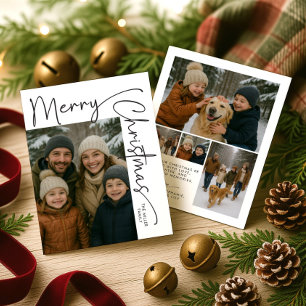 Modern Minimal Five Photo Christmas Holiday Card