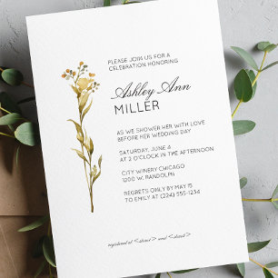 Modern Minimal Floral Detail Wedding Bridal Shower Invitation