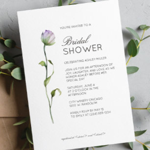 Modern Minimal Floral Detail Wedding Bridal Shower Invitation