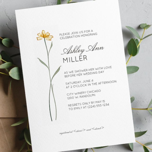 Modern Minimal Floral Detail Wedding Bridal Shower Invitation (Creator Uploaded)