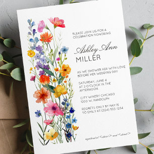 Modern Minimal Floral Detail Wedding Bridal Shower Invitation