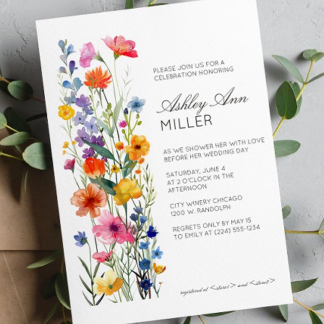 Modern Minimal Floral Detail Wedding Bridal Shower Invitation (Creator Uploaded)
