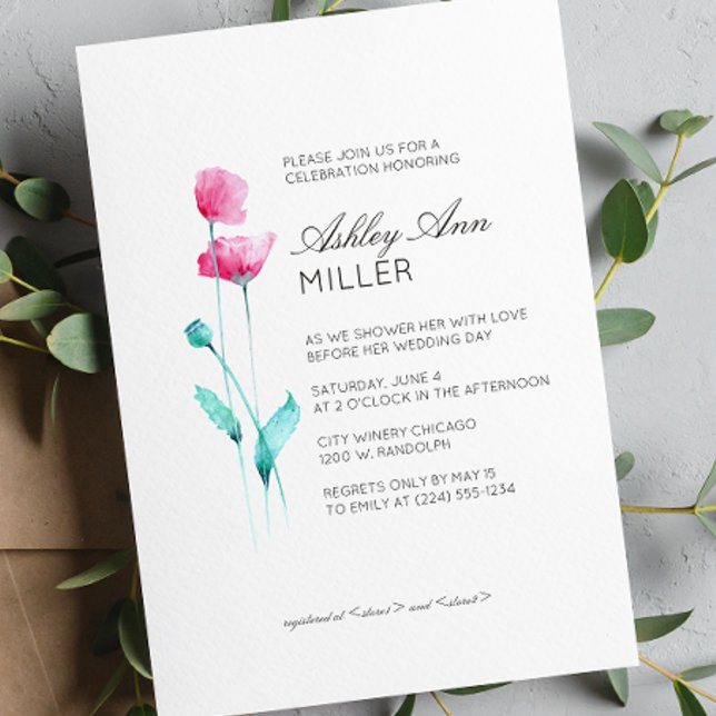 Modern Minimal Floral Detail Wedding Bridal Shower Invitation (Creator Uploaded)