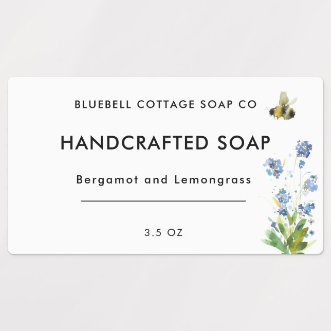 Modern Minimal Floral Soap Bar Product Label (Design 1)