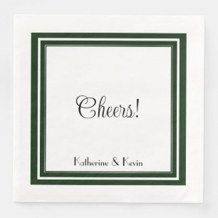 Modern Minimal Forest Green White Wedding  Napkin