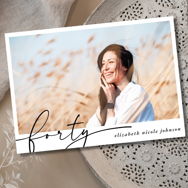 Modern Minimal Forty 40th Photo Birthday Party Invitation (Creator Uploaded)