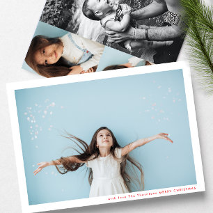 Modern Minimal Frame Red MERRY CHRISTMAS Photo Holiday Card
