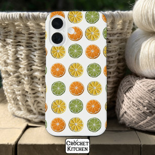 Modern Minimal Fresh Crochet Citrus Slices Pattern iPhone 16 Case