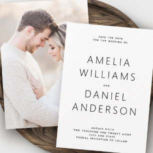 Modern minimal full photo save the date