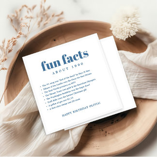 Modern Minimal Fun Facts Birthday Year  Napkin