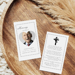 Modern minimal Funeral Memorial Prayer Photo Card