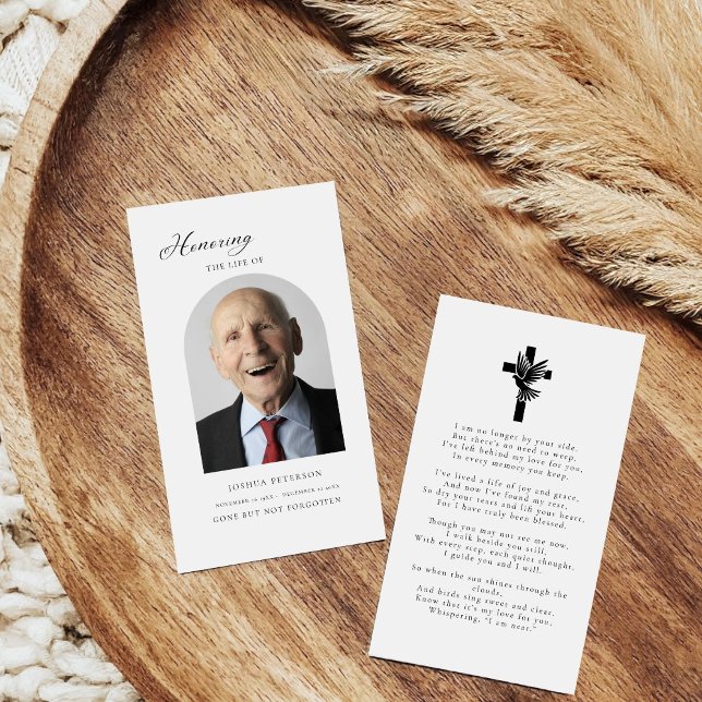 Modern minimal Funeral Memorial Prayer Photo Card (Creator Uploaded)
