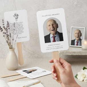 Modern minimal Funeral Memorial Prayer Photo Card Hand Fan