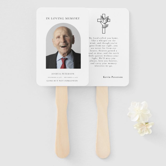 Modern minimal Funeral Memorial Prayer Photo Card Hand Fan (Front and Back)