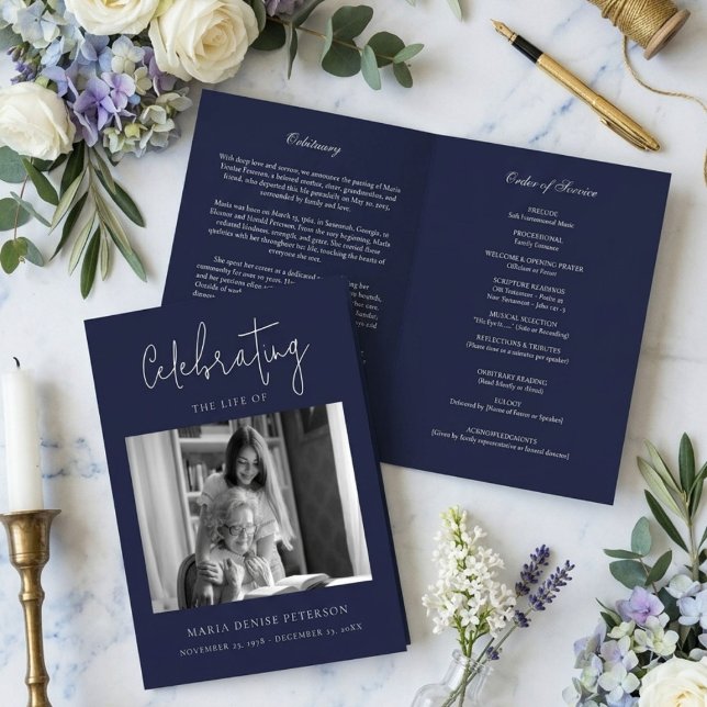 Modern Minimal Funeral Obituary Order of Service Programme (Creator Uploaded)