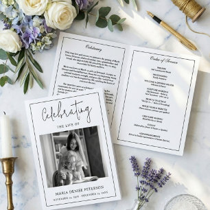 Modern Minimal Funeral Obituary Order of Service Programme