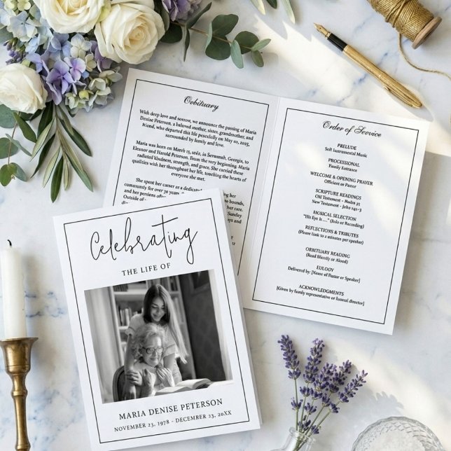 Modern Minimal Funeral Obituary Order of Service Programme (Creator Uploaded)