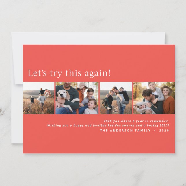 Modern minimal funny multi photo christmas announcement (Front)