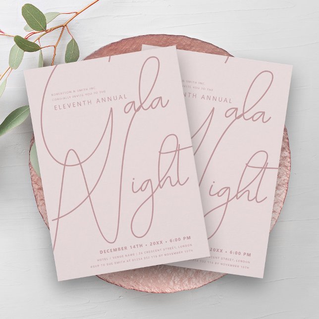 Modern Minimal GALA Company Business Blush Pink  Invitation (Modern Minimal GALA Company Business Blush Pink Invitation)