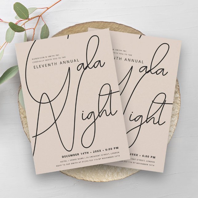 Modern Minimal GALA Company Business Champagne  Invitation (Modern Minimal GALA Company Business Champagne Invitation)