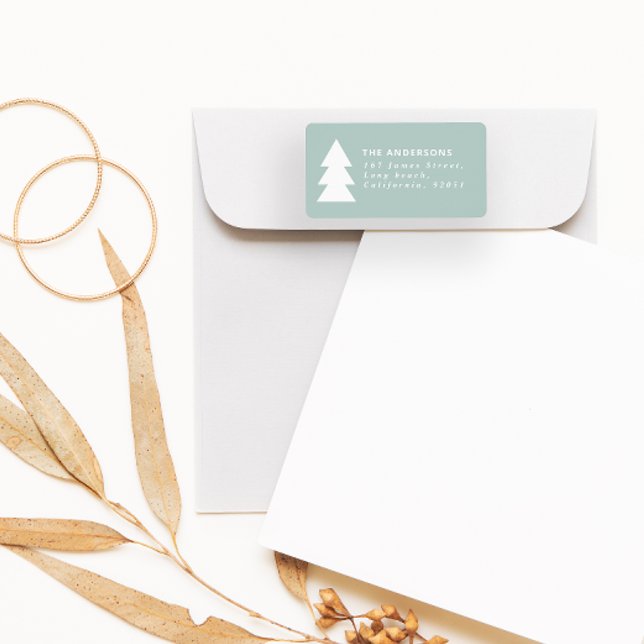 Modern minimal geometric aqua Christmas graphic Label (Creator Uploaded)