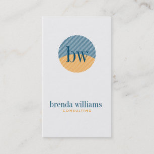 Modern Minimal Geometric Blue Yellow & White Business Card