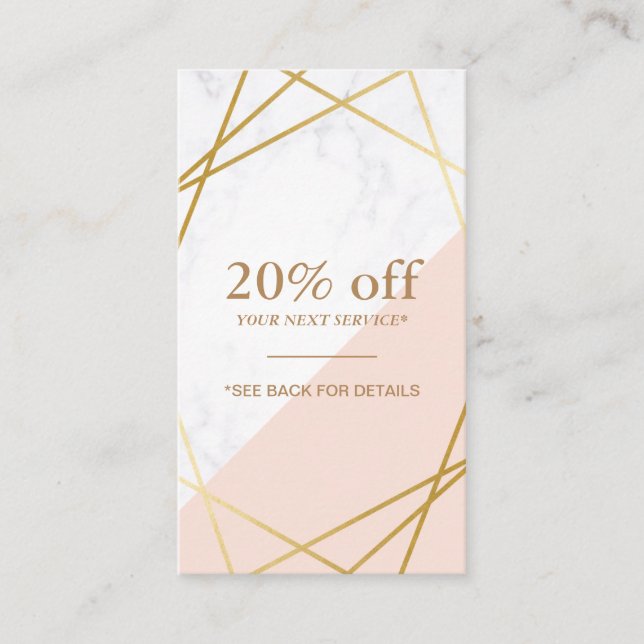 Modern Minimal Geometric Marble Discount Vertical Business Card (Front)