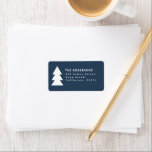 Modern minimal geometric navy Christmas graphic Label<br><div class="desc">Modern geometric navy blue and white Christmas tree bold minimal graphic holiday address label design</div>
