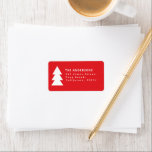 Modern minimal geometric red Christmas graphic Label<br><div class="desc">Modern geometric red and white Christmas tree bold minimal graphic holiday address label design</div>