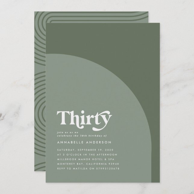 Modern minimal geometric sage green birthday (Front/Back)