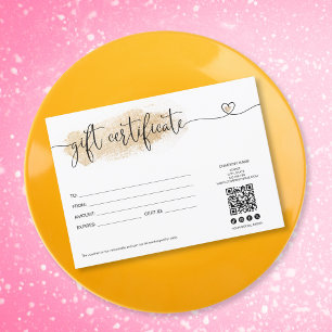 modern minimal gift card certificate logo QR code