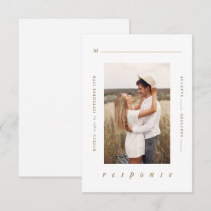 Modern Minimal Gold and White Photo Wedding RSVP Card