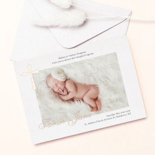 Modern Minimal Gold Cross Baby Photo Baptism