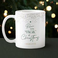 Modern Minimal Gold Glitter Green Christmas Tree